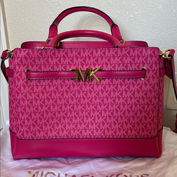 Michael Kors Electric Pink Reed Large Satchel with Matching Wallet - Picture 2 of 16